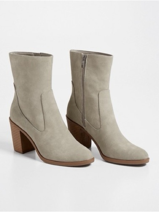 Maurices Shoes - Maurices Light Taupe Mid-Calf Block Heel Booties